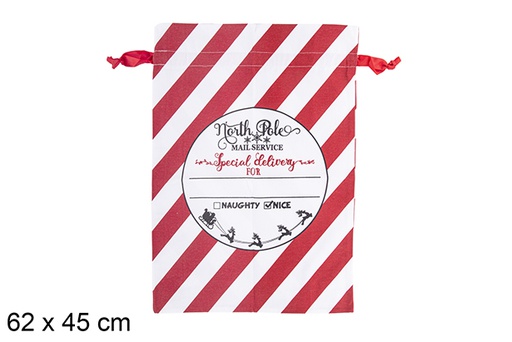 [113091] Striped decorated Christmas sack 62x45 cm