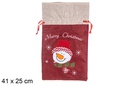 Saco de Natal decorado com boneco de neve 41x25 cm