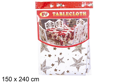 [113102] Gold Christmas decorated tablecloth 150x240 cm
