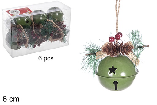 [113691] Pack 6 green bells with pineapple 6 cm