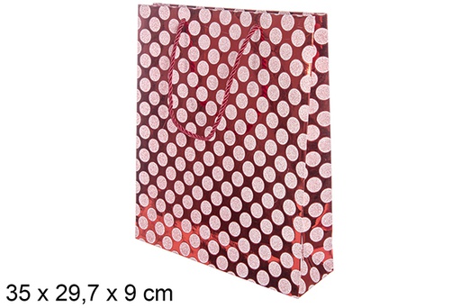 [113759] Sacola para presente decorada com bolinhas rosa 35x29,7 cm