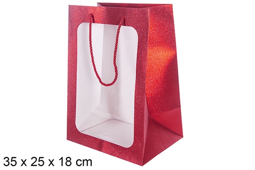 [113771] Gift bag red with window 35x25 cm