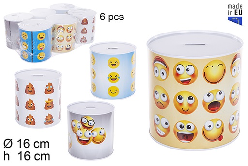 [206394] SALVADANAIO IN METALLO EMOTICON 15 CM    