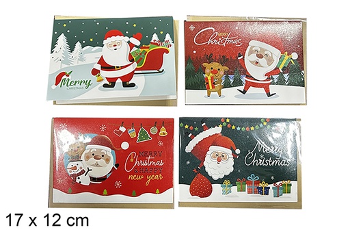 [111817] Postal de Natal decorado com Papai Noel 15x10,5 cm