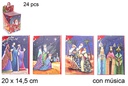 Tarjeta felicitación Reyes Magos con música surtido 20x14,5 cm