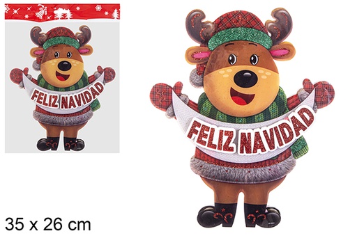 [113120] Colgante ciervo decorado Navidad con luces 35x26 cm