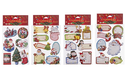 [113228] Pack 8 pegatinas regalo figuras Navidad surtido