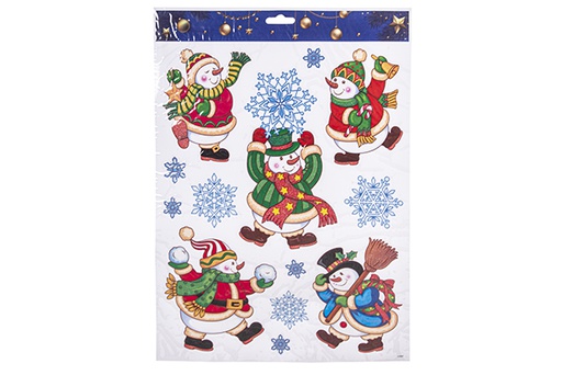 [113237] Autocollants bonhomme de neige pour décorer une fenêtre assortie