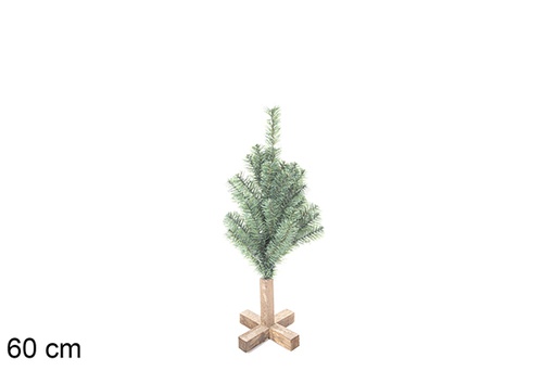 [113550] Árbol verde PVC base madera 60 cm (60 ramas)