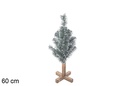 Árbol PVC verde con puntas blancas con base madera 60 cm