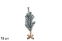 Árbol PVC verde con puntas blancas con base madera 75 cm