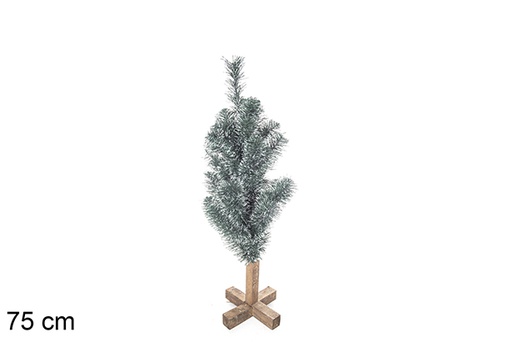 [113554] Arbol pvc verde con puntas blancas 75cm hierro con base madera