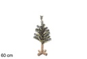 Albero PVC verde con punte dorate e base in legno 60 cm 