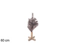 Green PVC tree with pink tips with wooden base 60 cm
