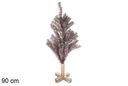 Green PVC tree with pink tips with wooden base 90 cm