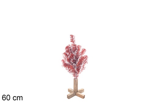 [113562] Red/white PVC tree with wooden base 60 cm