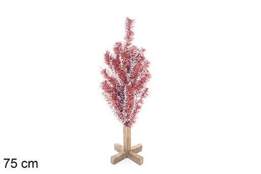 [113563] ALBERO PVC ROSSO/BIANCO C/BASE IN LEGNO 75 CM 