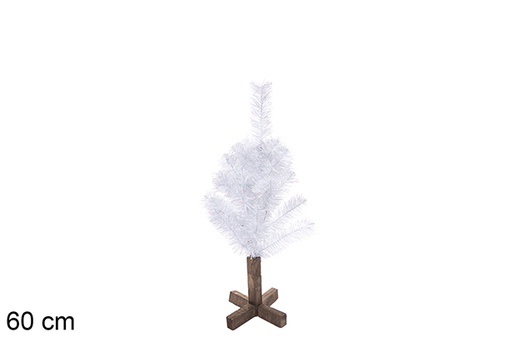 [113568] Arbol pvc blanco hierro con base madera 60cm