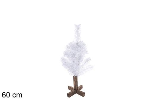 [113568] White PVC tree with wooden base 60 cm