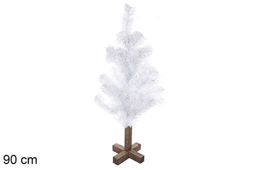[113570] White PVC tree with wooden base 90 cm