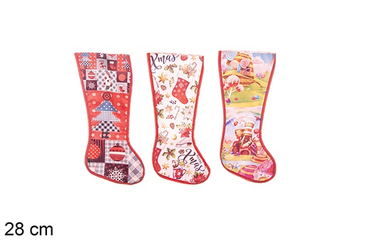 [113574] Christmas decorated polyester sock 3 models 28 cm