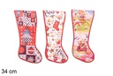 Christmas decorated polyester sock 3 models 34 cm