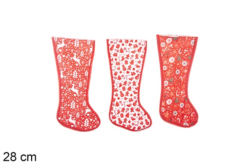 [113577] Christmas decorated polyester sock 3 models 28 cm
