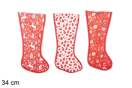 [113578] Christmas decorated polyester sock 3 models 34 cm