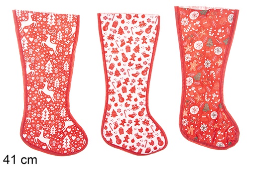 [113579] Christmas decorated polyester sock 3 models 41 cm