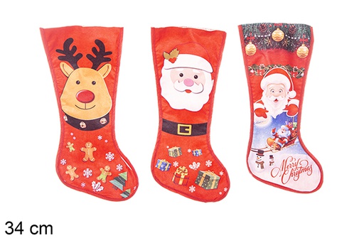 [113581] Christmas decorated polyester sock 3 models 34 cm