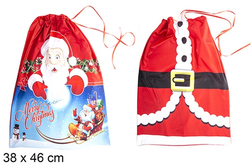 [113602] Large polyester backpack decorated with Santa Claus 2 models 38x46 cm