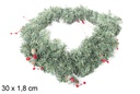 Ramo verde em PVC com pinhas e frutos vermelhos 30x1,8 cm