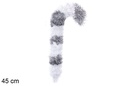 Bengala em PVC prateado e branco 45 cm