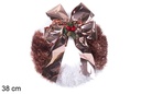 Coroa de poliestireno com enfeites rosa e branco 38 cm
