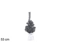 Green PVC Christmas tree with white tips and white base 53 cm