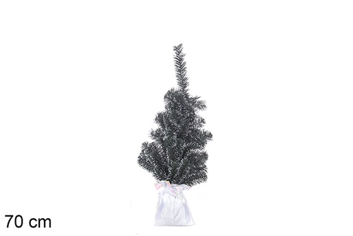 [113646] Arbol navidad pvc 70 cm verde con puntas blancas y base blanca