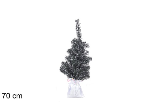 [113646] Green PVC Christmas tree with white tips and white base 70 cm