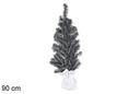 Green PVC Christmas tree with white tips and white base 90 cm
