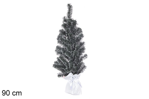 [113647] Árvore de Natal PVC verde com pontas brancas e base branca 90 cm