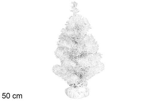 [113650] Albero di Natale bianco metallizzato 50 cm