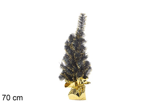 [113657] Albero di Natale pvc verde con base dorata 70 cm