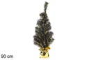 Green PVC Christmas tree with golden base 90 cm