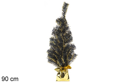 [113659] Green PVC Christmas tree with golden base 90 cm