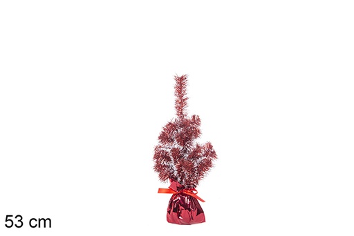 [113662] Albero di Natale rosso/bianco con base rosso 53 cm