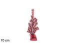 Árbol Navidad PVC rojo/blanco con base rosa 70 cm