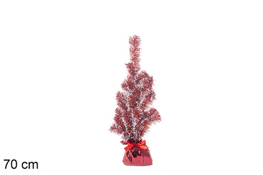 [113663] Albero di Natale PVC rosso/bianco con base rosso 70 cm