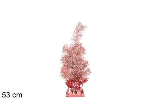 [113667] Albero di Natale rosa metallizzato con base rosa 53 cm