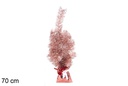 Árbol Navidad PVC rosa metalizado con base rosa 70 cm