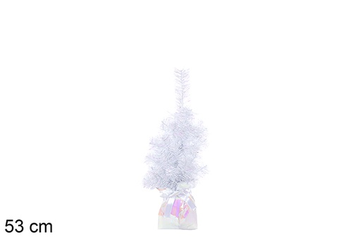 [113704] Albero di Natale Iris bianco con base bianca 53 cm