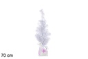 Árbol Navidad PVC blanco iris con base blanca 70 cm